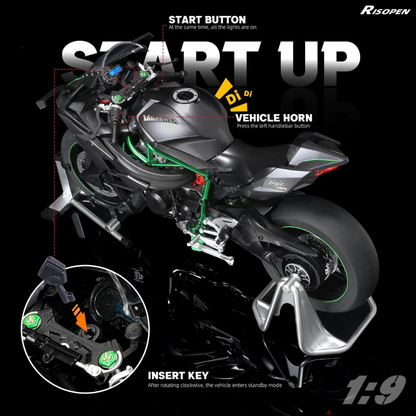 "Kawasaki Ninja H2R with smoke effect"