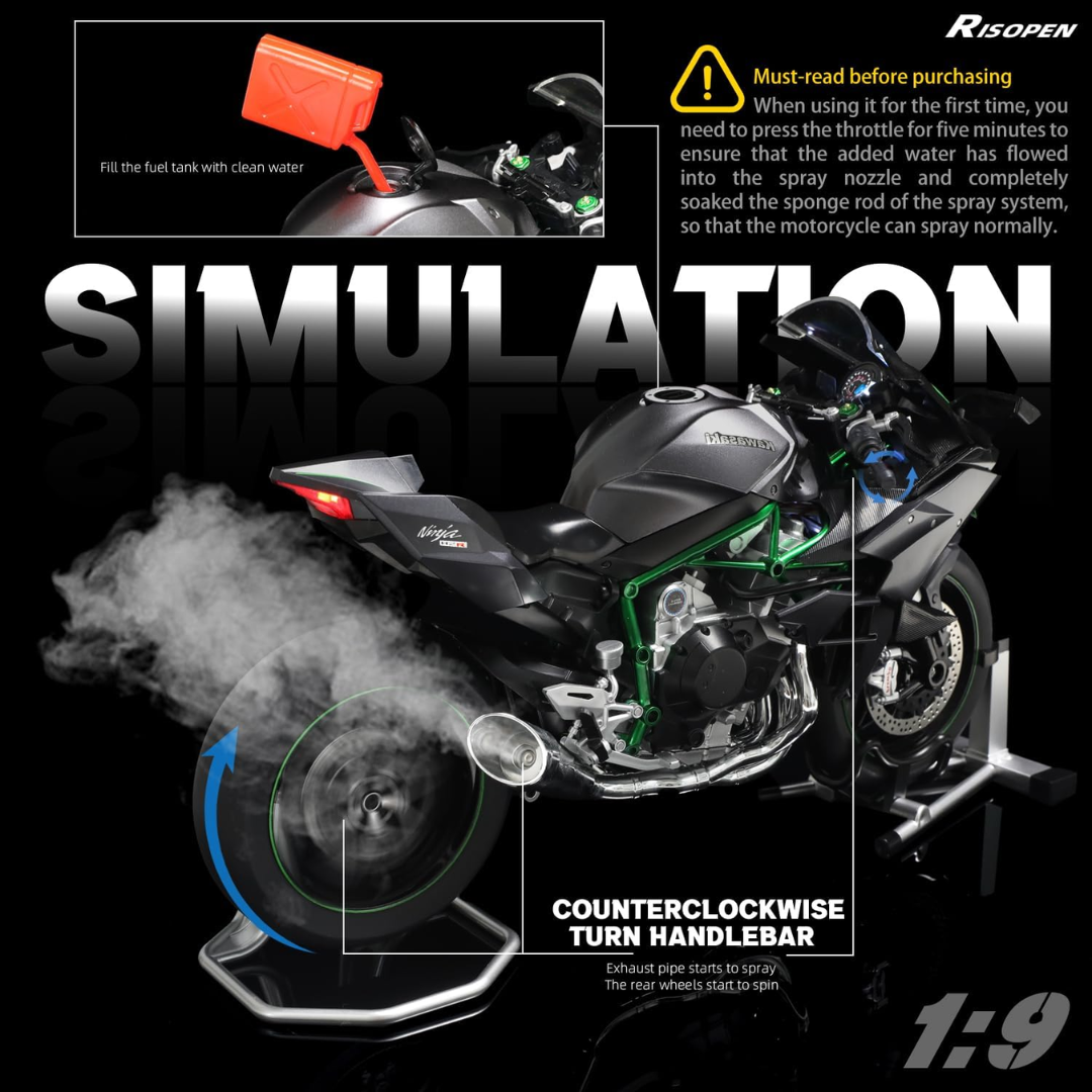 "Kawasaki Ninja H2R with smoke effect"